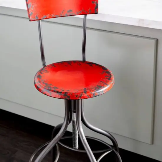 41" Metal Vintage Bar Chair Red {7}
