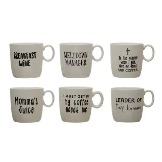 Hello Honey&reg; Assorted Black & White Stoneware Mug with Saying Set {1}