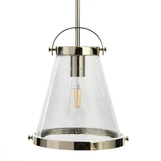 Hello Honey&reg; Robert Stevenson Lighting Wesley Metal & Seedy Glass Ceiling Light Polished Nickel {7}