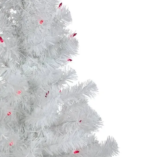 3ft. Pre-Lit White Iridescent Pine Artificial Christmas Tree, Pink Lights {6}