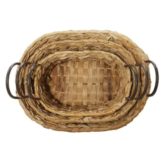 Brown Metal Natural Storage Basket Set {3}