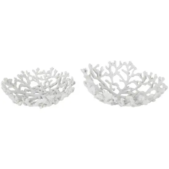Coastal Coral Textured Decorative Bowl Set White {1}