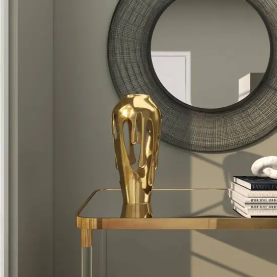 15" Gold Aluminum Melting Drip Vase {6}