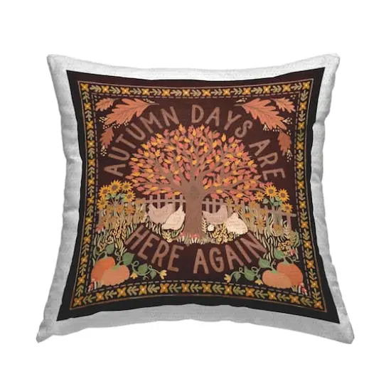 Stupell Industries Autumn Days on Brown Outdoor Printed Pillow {1}