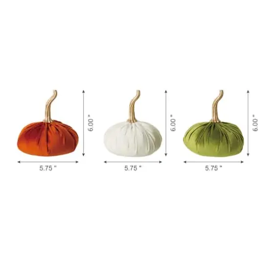 Glitzhome&reg; Colorful Velvet Pumpkins Set {16}