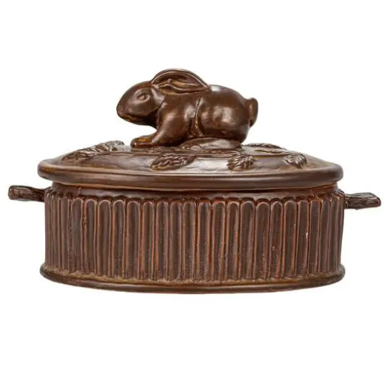 Hello Honey&reg; Matte Brown Stoneware Baker with Rabbit Design {9}