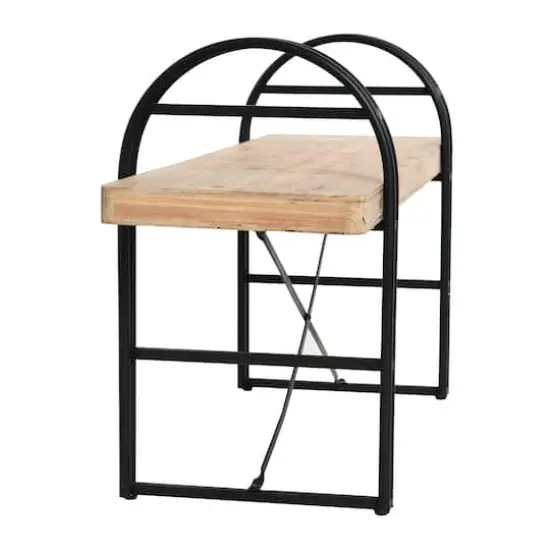 Hello Honey&reg; 48" Light Brown Driftwood & Black Iron Bench {7}