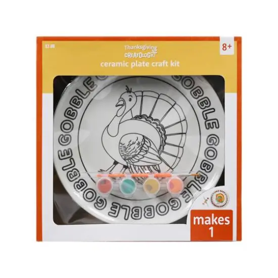 Gobble Turkey Paint Your Own Ceramic Plate Craft Kit by Creatology&trade; {3}
