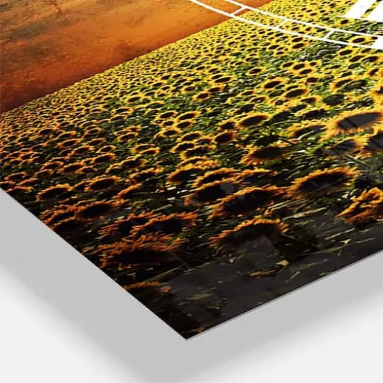 Designart Beauty Sunset Over Sunflowers Field Multipanel Wall Clock {4}