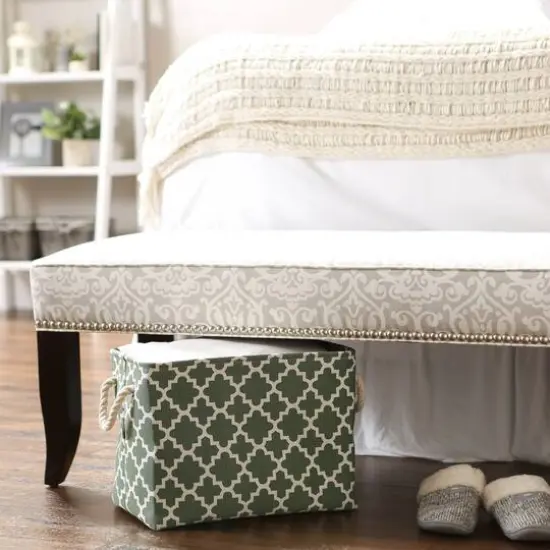 DII&reg; Medium Rectangle Polyester Lattice Bin Artichoke Green {4}