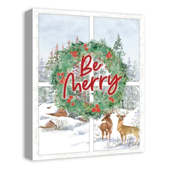 Be Merry Winter Window 16x20 Canvas Wall Art {3}