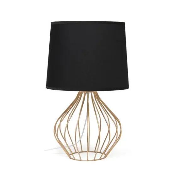 Simple Designs 19.7" Geometrically Wired Table Lamp Copper with Black Shade {1}