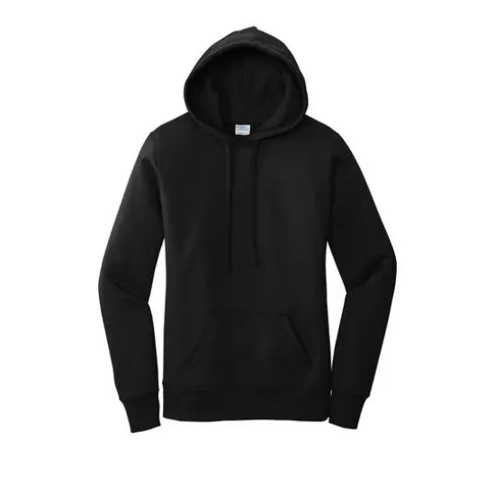 Port & Company&reg; Hooded Pullover Ladies Core Fleece Sweatshirt Jet Black {1}