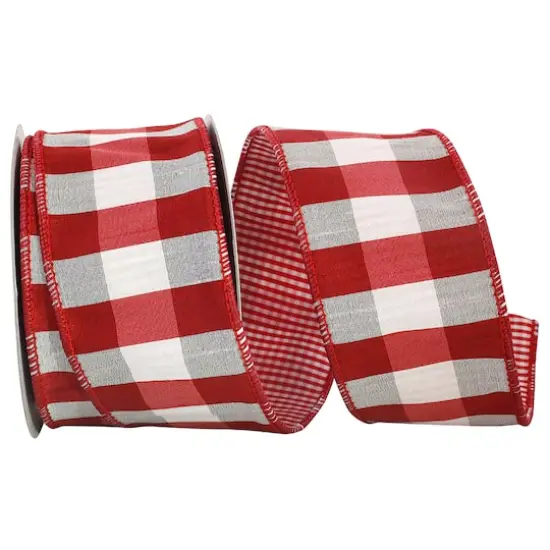 Reliant 2.5" x 10yd. Red 2-Sided Check Wired Ribbon {1}