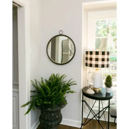 Hello Honey&reg; Black & Gold Framed Round Accent Mirror {5}