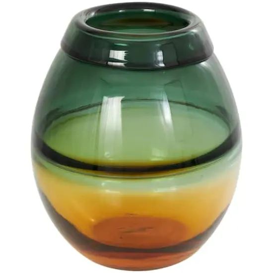 11" Green & Yellow Glass Ombre Vase {1}