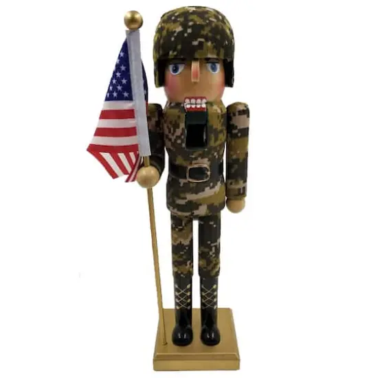 Santa's Workshop 14" Army Nutcracker {1}