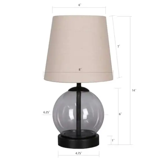 14" Black Metal & Glass Table Lamp with Natural Fabric Shade by Ashland&reg; {4}