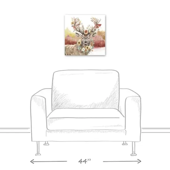 Ornate Autumn Deer 16" x 16" Canvas Wall Art {4}