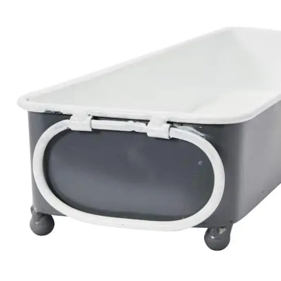 Hello Honey&reg; 16" Decorative Metal Tray with Handles Gray {4}