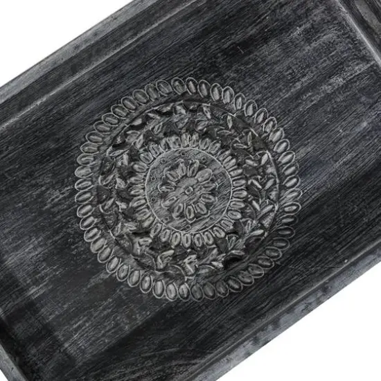 Black Mango Wood Traditional Tray Set {8}