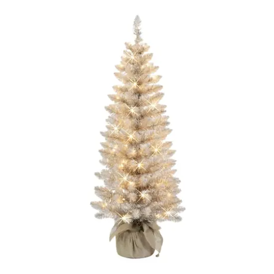 4ft. Pre-Lit Rose Gold Artificial Christmas Tree in Burlap Sac, Clear Lights {1}