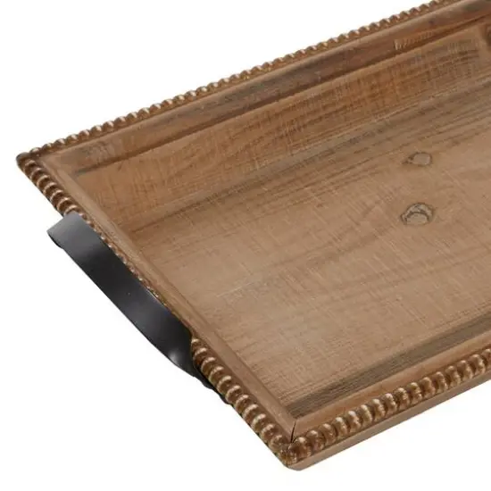 Brown Wood Coastal Style Tray Set {4}