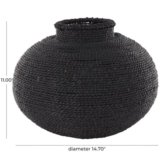 15" Black Metal Handmade Wrapped Vase {8}