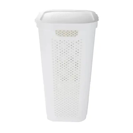 Mind Reader 60L Perforated Plastic Laundry Hamper with Lid White {7}