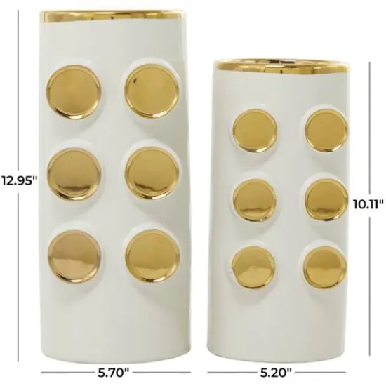 White Ceramic Contemporary Vase, Set of 2 {6}