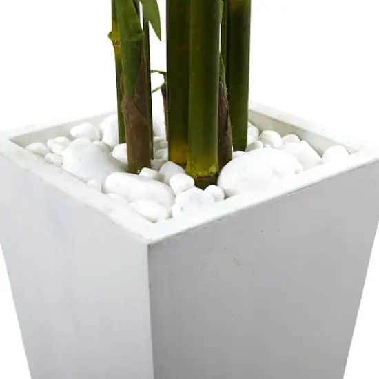 5ft. UV Resistant Bamboo Tree in White Planter {5}