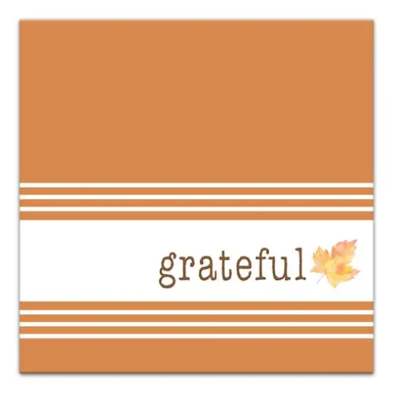Orange & White Stripes Grateful Fall Canvas Wall Art {1}