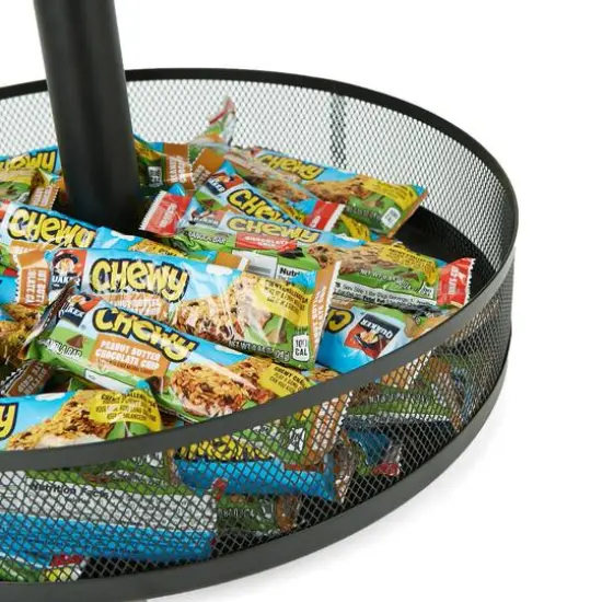 Mind Reader Black Metal Mesh 2-Tier Lazy Susan Granola Bar and Snack Organizer {3}