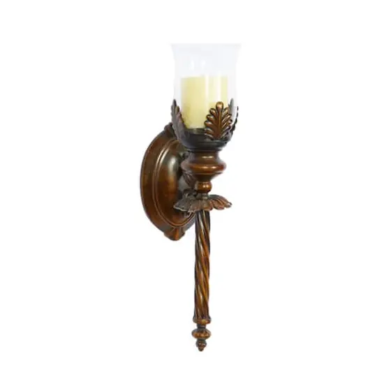 18'' Brown Glass Traditional Candle Wall Sconce {1}
