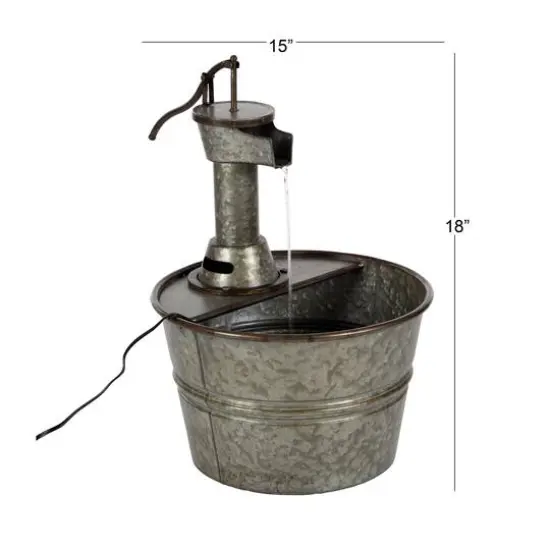 Grey Iron Farmhouse Fountain, 18" x 15" x 17" {9}