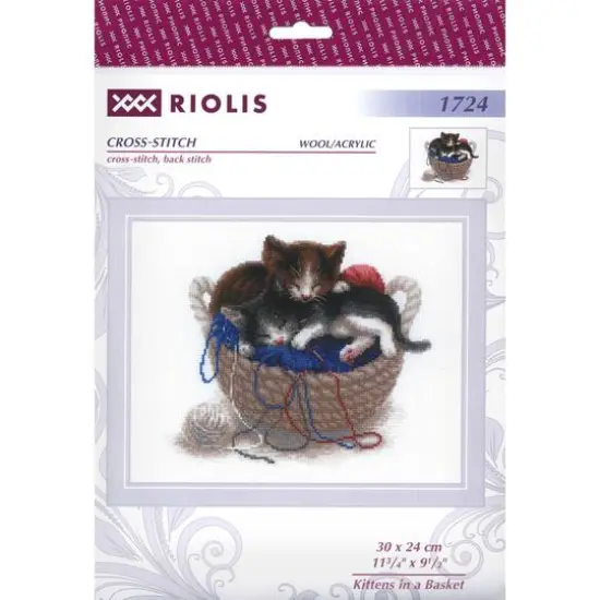RIOLIS Kittens In A Basket Cross Stitch Kit {1}