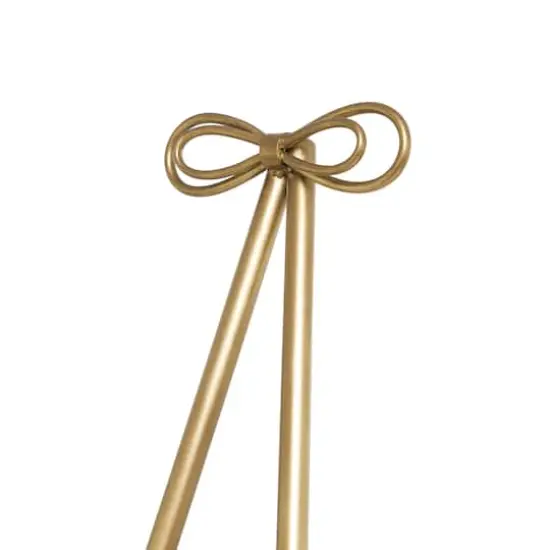 Gold Metal Tall Adjustable Floor Easel with Bow Top {4}