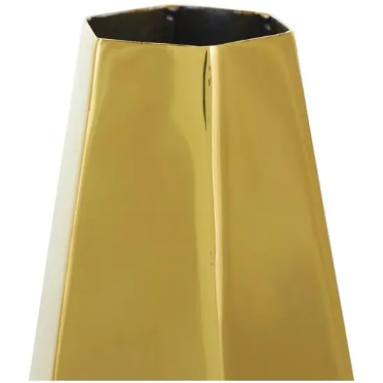 Stainless Steel Geometric Hexagon Shaped Vase Set Gold {9}