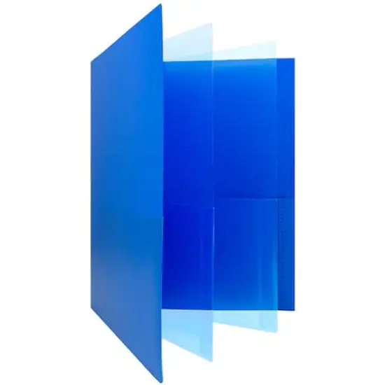 JAM Paper Heavy Duty Plastic 6-Pocket Folder, 2ct. Blue {2}