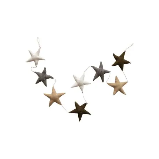 Hello Honey® 6ft. Multicolor Neutral Decorative Wool Felt Star Garland {1}