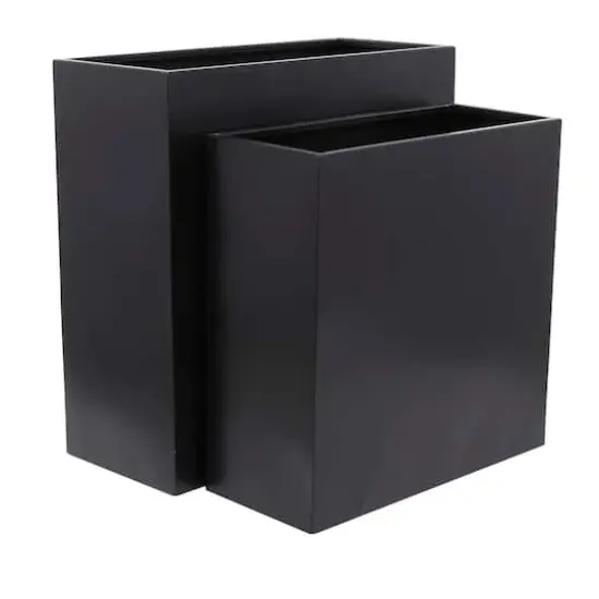 Modern Square Planter Set Black {8}