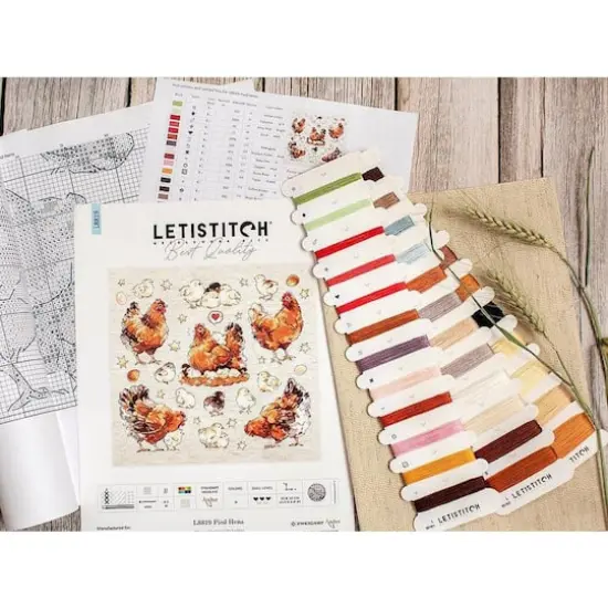 LetiStitch Pied Hens Counted Cross Stitch Kit {3}