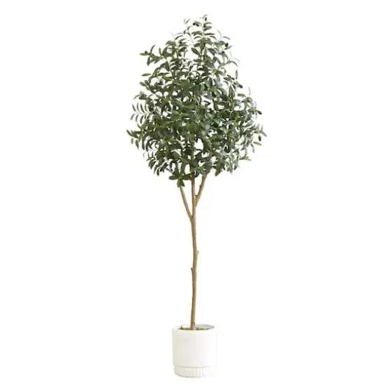 6ft. Artificial Olive Tree with White Decorative Planter {1}