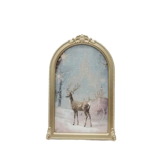 20" Snowy Reindeer & Cart with Gold Frame Wall D&eacute;cor by Ashland&reg; {1}