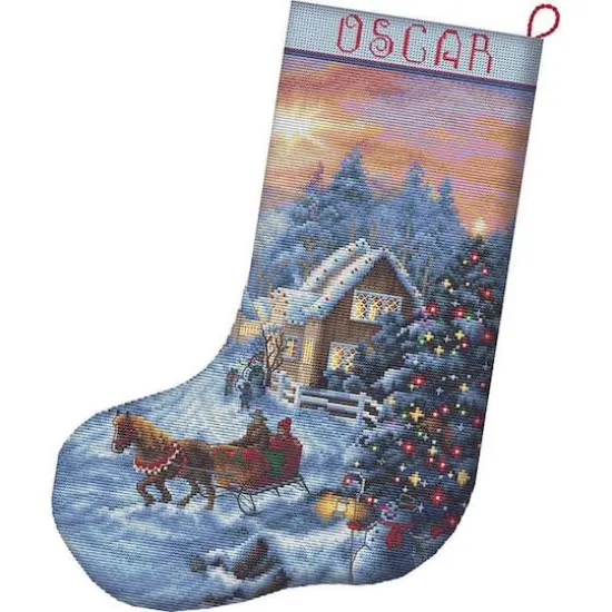 LetiStitch Counted Cross Stitch Kit Christmas Eve Stocking {1}