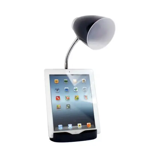 LimeLights 18.5" Gooseneck Organizer Desk Lamp with Tablet Stand Black {5}