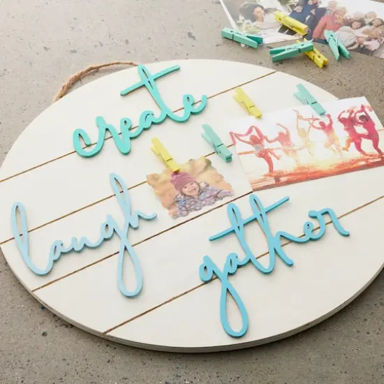 15" Unfinished Wood Slats Round Plaque by Make Market&reg; {3}