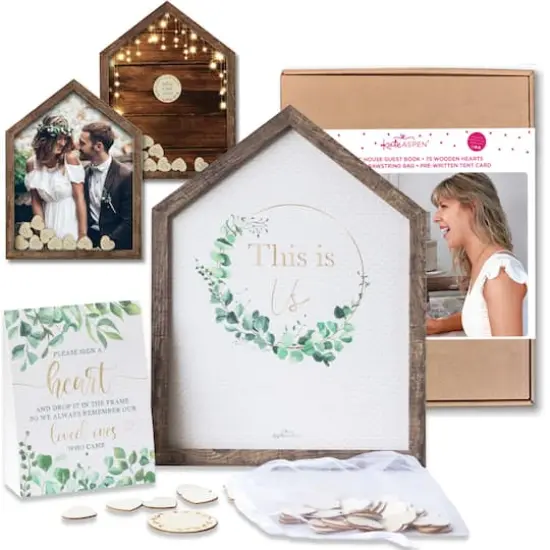 Kate Aspen&reg; Modern Rustic House Shape Wedding Guest Book Alternative {9}