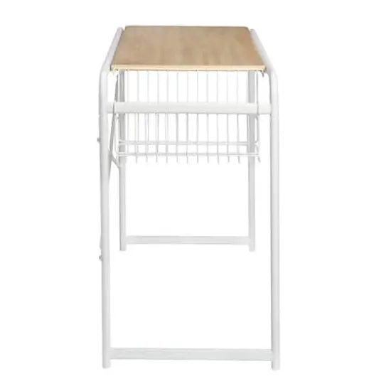 Honey Can Do White Home Office Computer Desk With Side Basket {8}