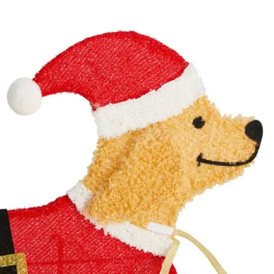Glitzhome&reg; 90.5"L Lighted Christmas 2D Fabric Dog with Santa Sleigh Outdoor Decor {7}